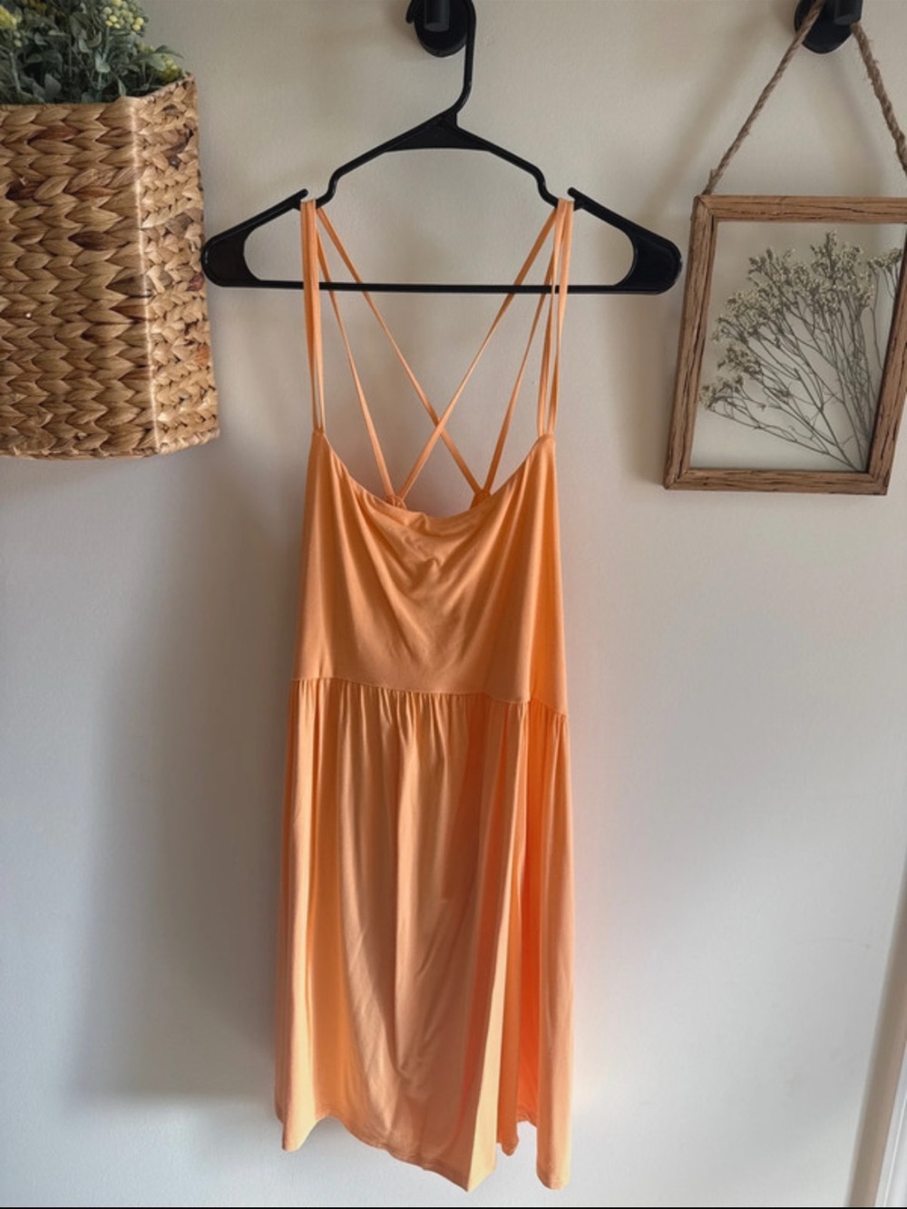 Old Navy Peach Midi Slip Dress with Crisscross Straps
